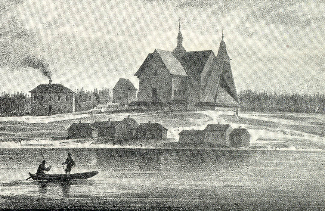 Umeå Stad. 1910-tal Umeå hamnspåret i förgrunden.